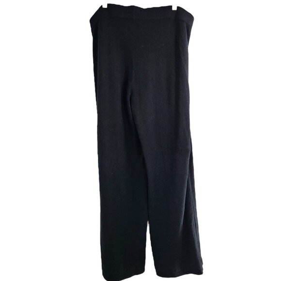NWOT NEIMAN MARCUS Wide-Leg Pants 3X Straight Cut Pull On Lounge Black Cashmere - Picture 9 of 12
